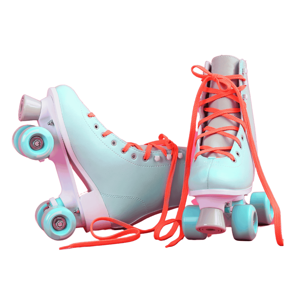 Colourful roller skates.