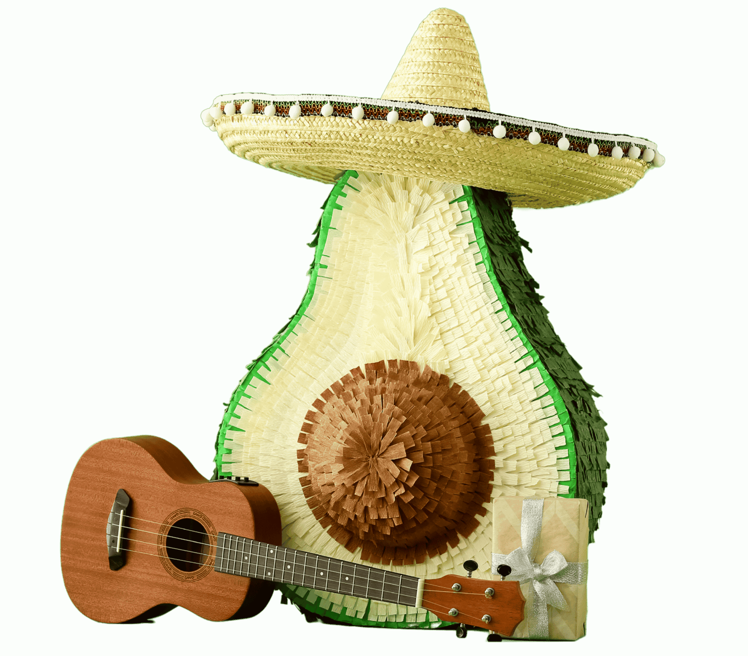 Avocado with guitar wearing a sombrero