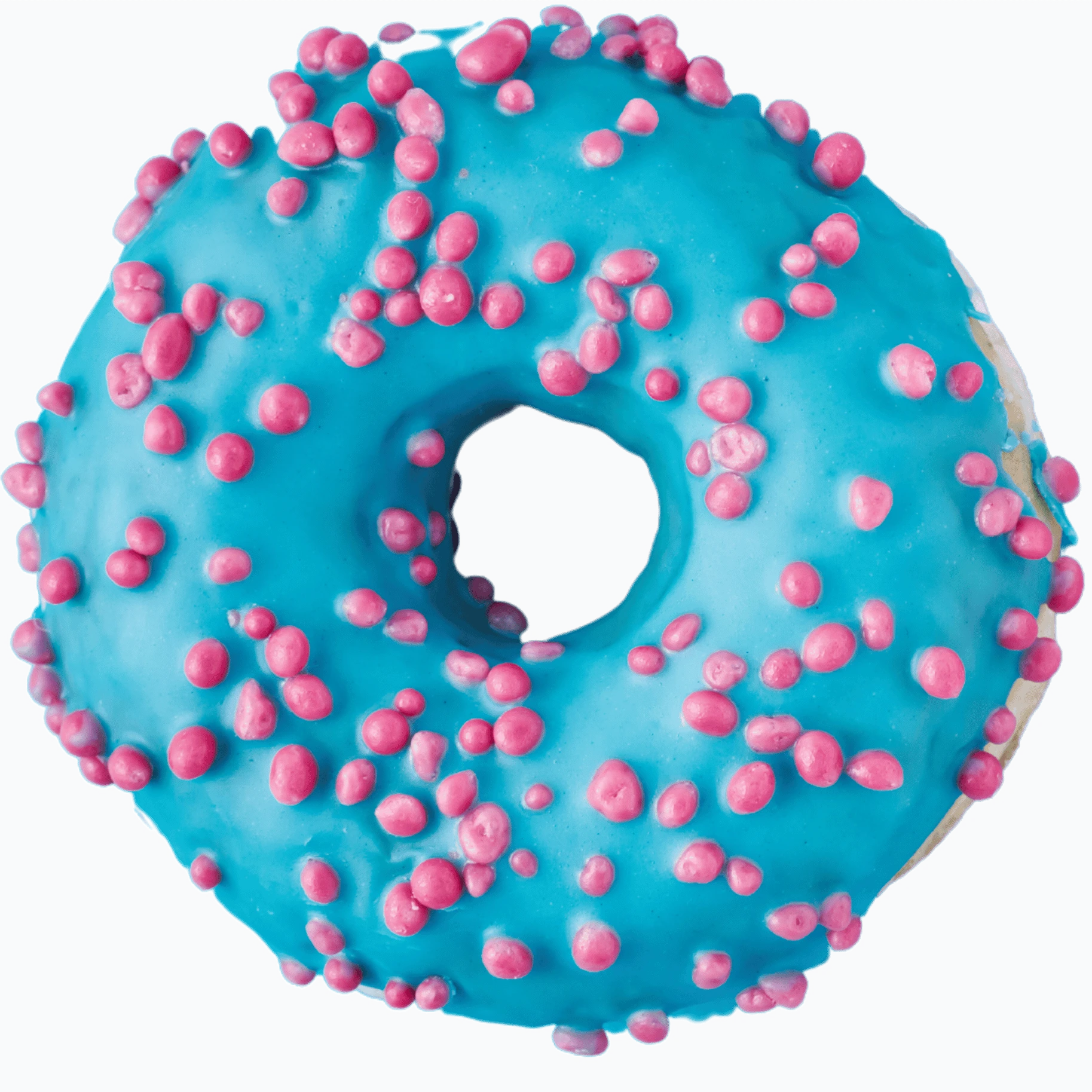 Blue donut with pink sprinkles